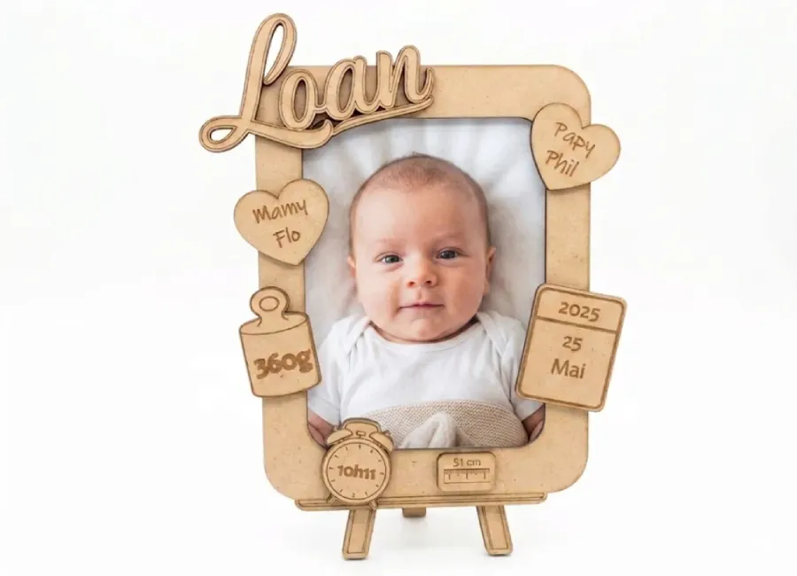 Un cadre pour fêter la naissance de l'enfant chéri qui arrive dans la famille. Un cadeau Extraordinaire.