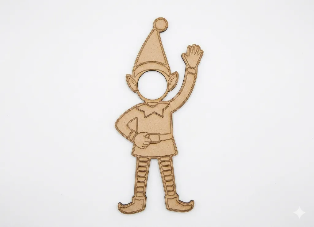 Lutin en bois MDF gravé laser bras levé, personnalisable avec photo enfant, Créa'Flo