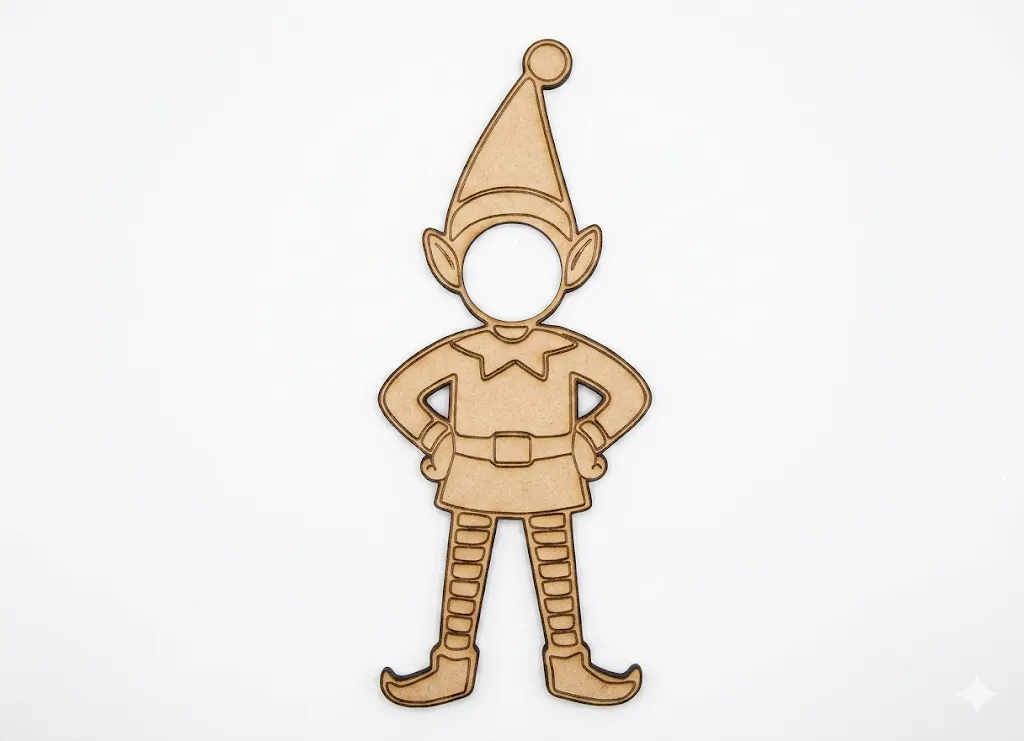 Lutin bois MDF tête interchangeable, trou rond pour insérer photo enfant, découpé laser, Créa'Flo