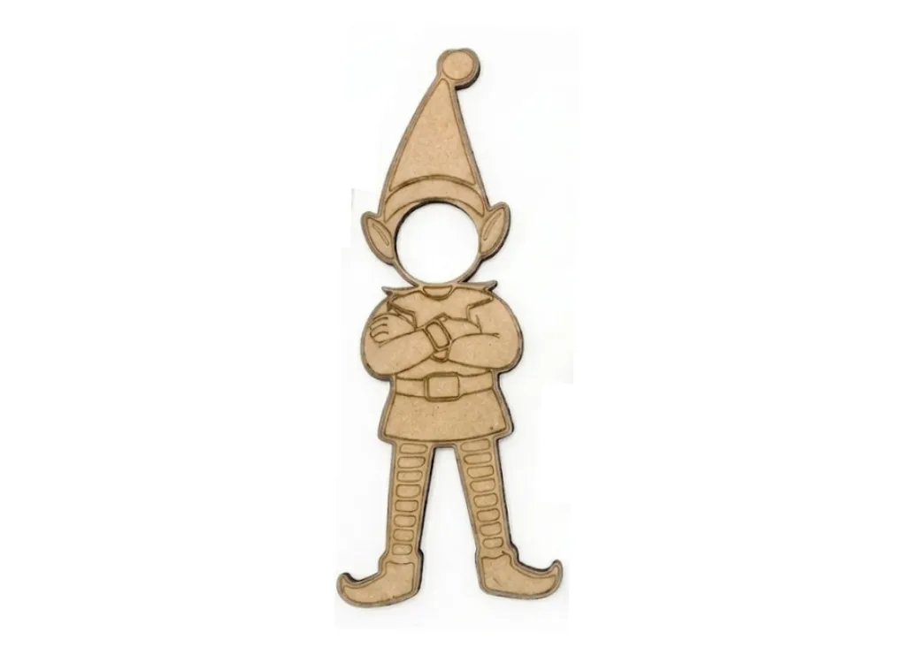Lutin bois MDF bras croisés tête interchangeable, emplacement photo enfant, découpé laser, Créa'Flo