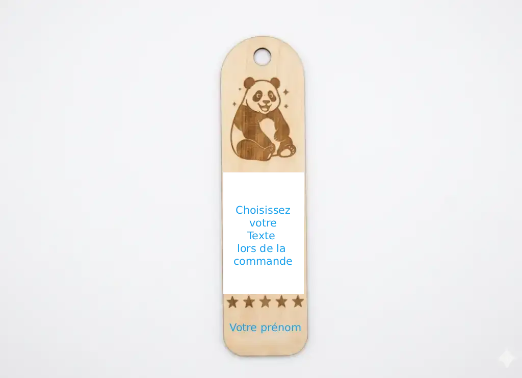 Marque page maîtresse bois MDF gravé laser, exemples personnalisés panda et gamer avec prénom, Créa'Flo