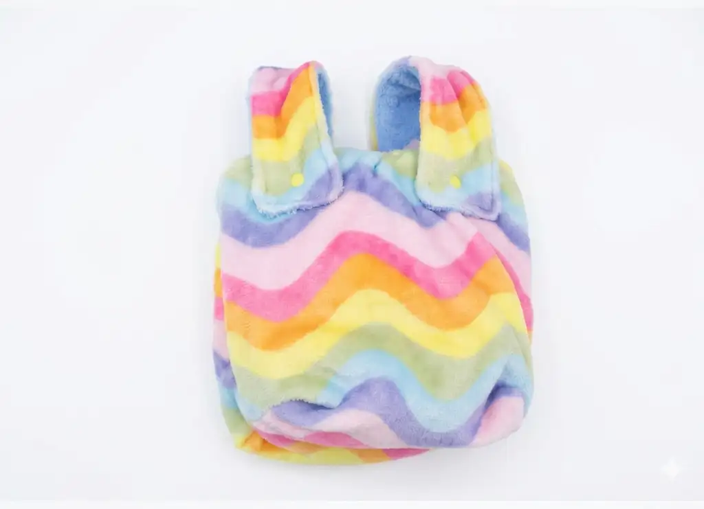 Pochette lingettes lavables coton éponge arc-en-ciel anses pour accrocher cousue main Créa'Flo
