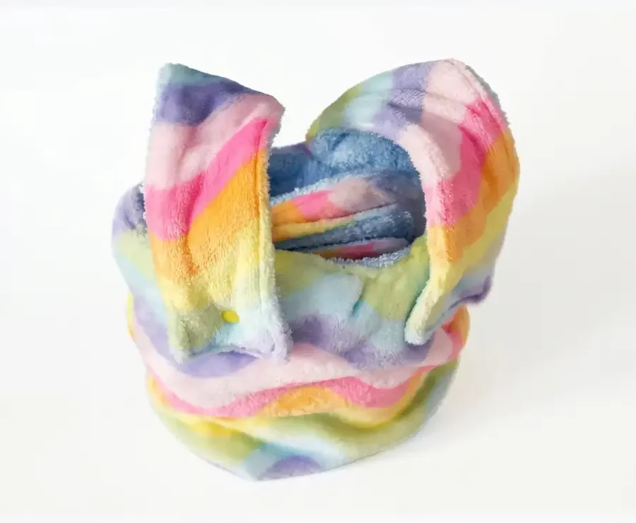 Pochette lingettes lavables intérieur coton éponge arc-en-ciel ouverte cousue main Créa'Flo